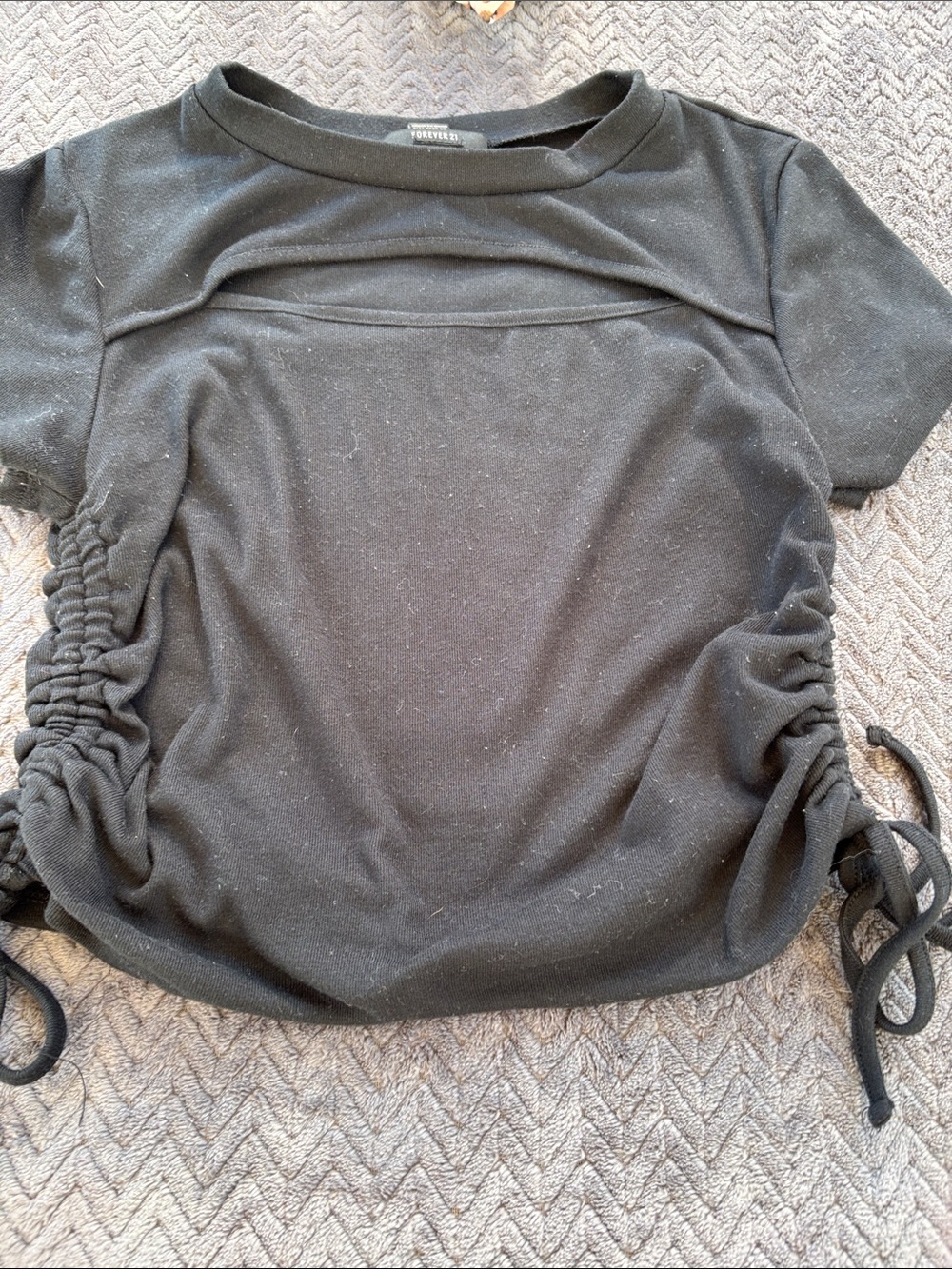 Forever 21 Black Crewneck Short Sleeve Top